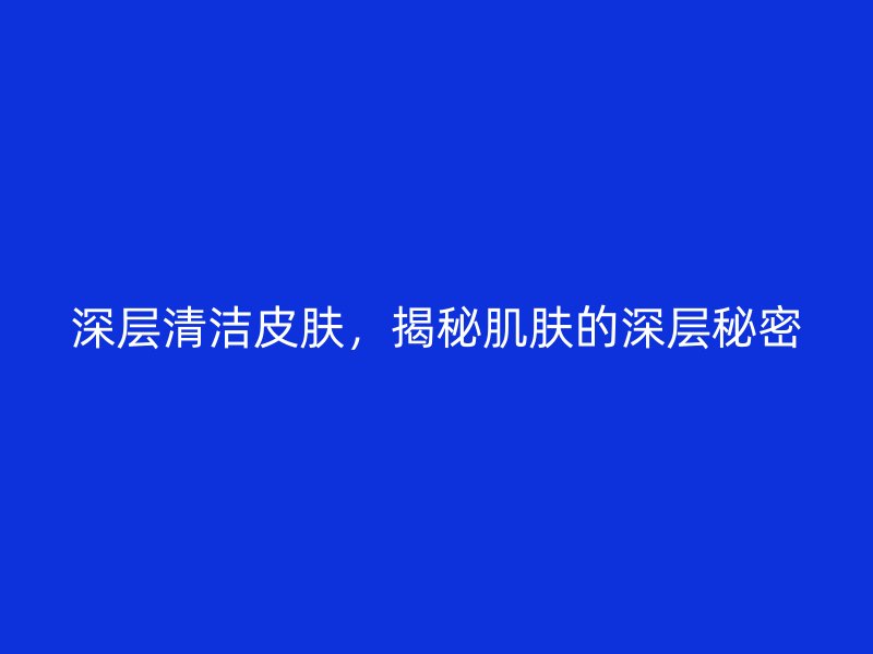 深层清洁皮肤，揭秘肌肤的深层秘密