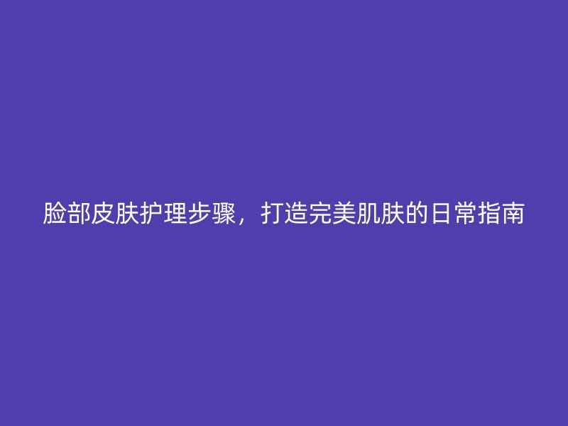 脸部皮肤护理步骤，打造完美肌肤的日常指南