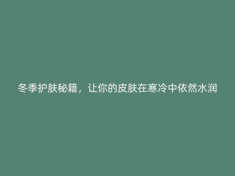 冬季护肤秘籍，让你的皮肤在寒冷中依然水润