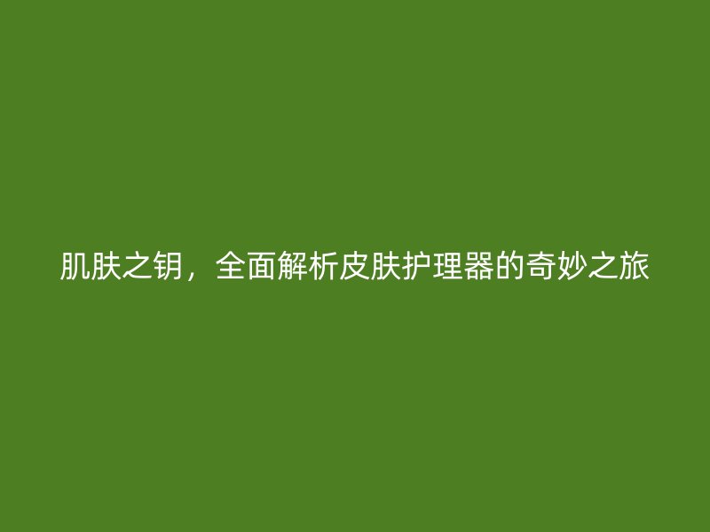 肌肤之钥，全面解析皮肤护理器的奇妙之旅